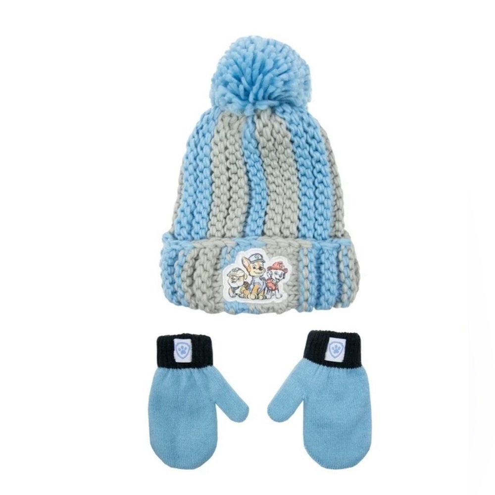 Paw Patrol Licensed Toddler Boys Knit Beanie Hat and Gloves Set,
